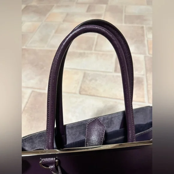 Fendi 2 Jours Plum Large Leather Tote Bag - Picture 13 of 17